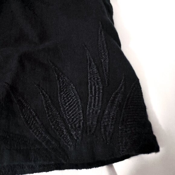 Joie Boxy Black Cropped Embroidered Linen Blouse Shell Buttons Medium - Picture 7 of 10
